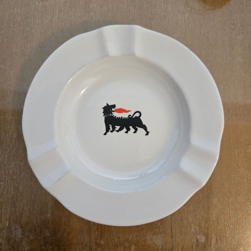 Eni Six Legged Dog Ashtray Ceramic Italian Advertising Collectible‎ Retro